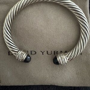 David Yurman Silver Bracelet with Pave diamonds and Black Onyx.